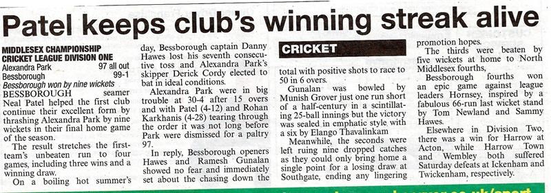 Patel keeps clubs winning streak alive 